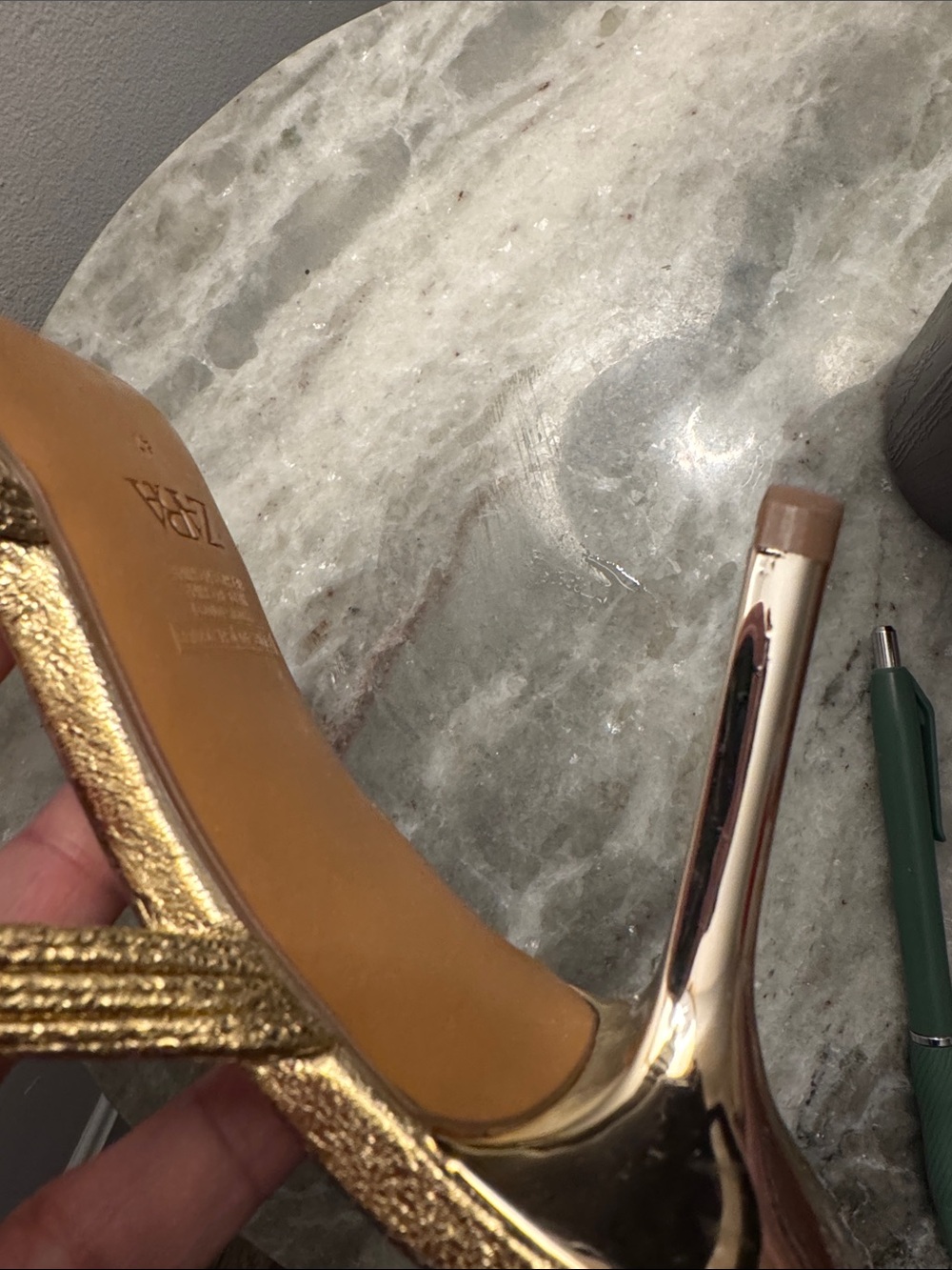 Zara Metallic Gold Strappy Slip-On Mules - Picture 2 of 3